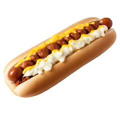 Hot Dog with Chili Cheese and Creamy Sauce
