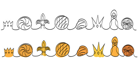 Galette des rois , French epiphany cake line art