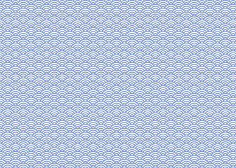 青海波 日本の和柄パターンのイラスト 背景壁紙素材 青 水色