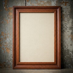 Empty wooden frame mock-up against a faded barn wall