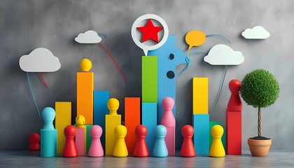 Creative growth insights colorful chart comparison business office modern workspace abstract view data visualization