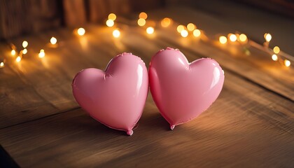 Heart-shaped balloons celebrate love at festive event cozy indoor setting romantic mood close-up view