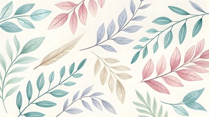 Colorful Botanical Leaves on Light Background for Creative Projects