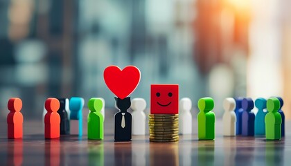 Business event focuses on emotions urban setting visual art engaging perspective happiness theme