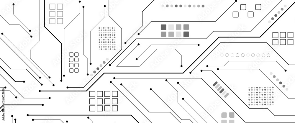 Fototapete Vector abstract technology on white background, Abstract technology circuit diagram on white background.