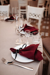 Festive table setting. Wedding, birthday, holiday