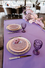 Festive table setting. Wedding, birthday, holiday