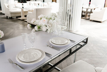 Festive table setting. Wedding, birthday, holiday