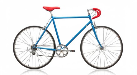 blue red bicycle isolated on white background