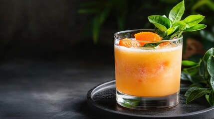 Fototapeta premium Refreshing Citrus Cocktail with Fresh Herbs and Colorful Fruits