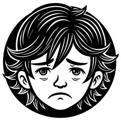 Sad Face Silhouette Vector