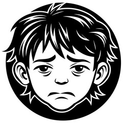 Sad Face Silhouette Vector