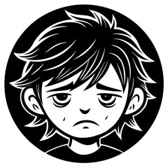 Sad Face Silhouette Vector