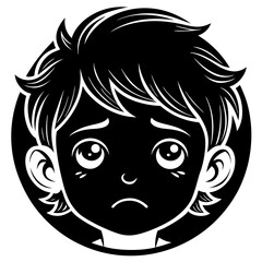 Sad Face Silhouette Vector