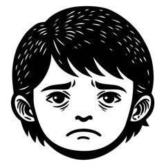 Sad Face Silhouette Vector