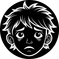 Sad Face Silhouette Vector