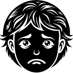 Sad Face Silhouette Vector