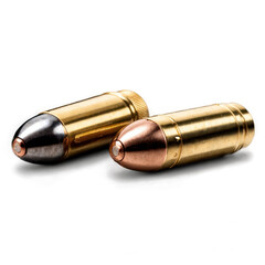 Close up of two brass cartridges