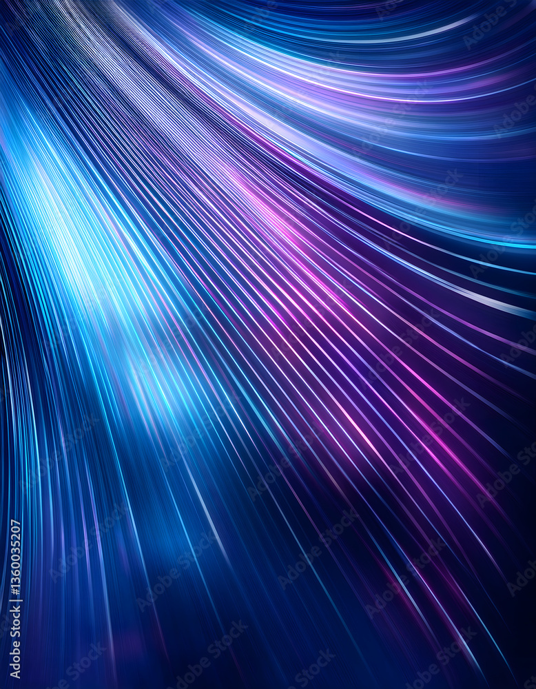 Poster abstract image of flowing lines in shades of blue and purple, creating a dynamic and modern digital 
