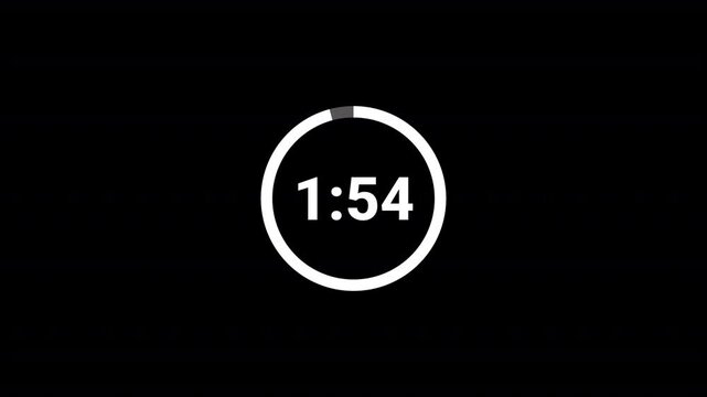 2 minute countdown timer animation seconds on transparent background 120 second countdown timer, Countdown video with alpha channel.	