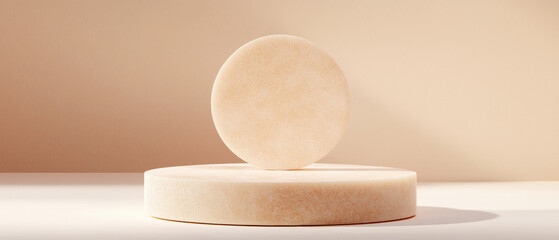 Minimalist design abstract shapes soft colors modern decor geometric forms artistic display round cushions neutral tones contemporary style