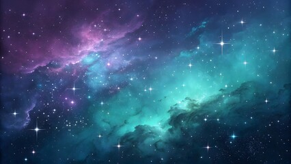 Naklejka premium Vibrant Cosmic Colors in a Starry Nebula Background Design