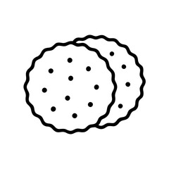 Round crackers icon in black outline doodle style