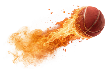 Fiery Basketball on Fire with Blazing Flames and Intense Heat