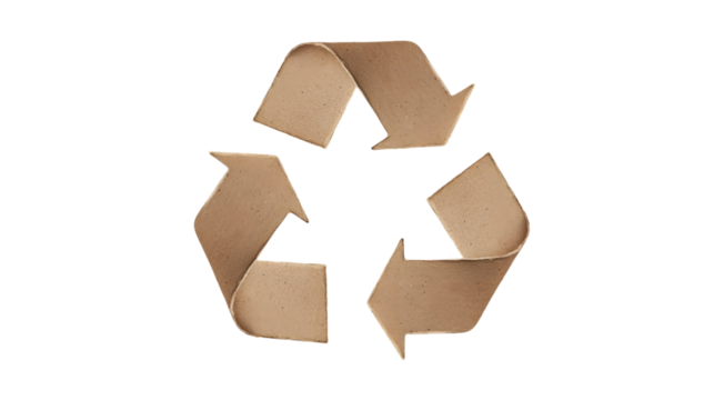 Brown Paper Recycling Symbol on Transparent Background