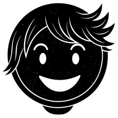 Smiling Face Silhouette Vector