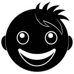 Smiling Face Silhouette Vector