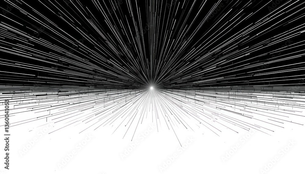 Aufkleber dynamic light burst action abstract space digital art high contrast wide angle conceptual visualizat