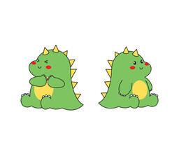 Cute Green Dinosaur Character Vector