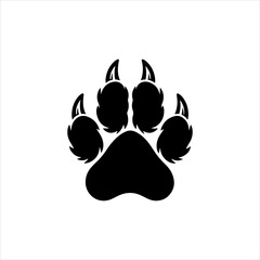 Animal paw silhouette icon vector flat design.