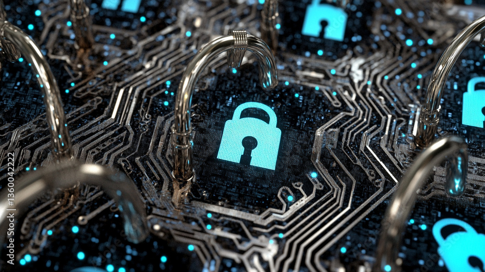 Poster cybersecurity measures for data protection in digital environments technology infographic virtual sp
