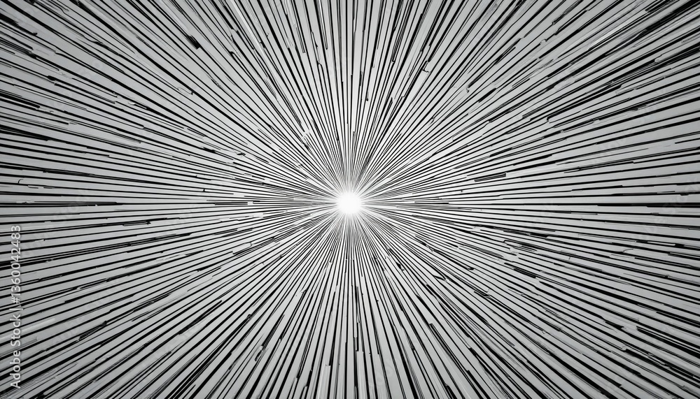 Poster dynamic light rays emanating from a central point abstract digital art minimalist environment high-c