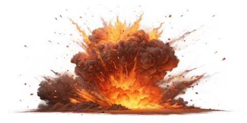 Massive Explosion with Fiery Blast and Smoke Plume Creating a Dramatic Scene