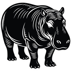 Adobe Illustrator AHippopotamus angry mood black silhouette illustrationrtwork