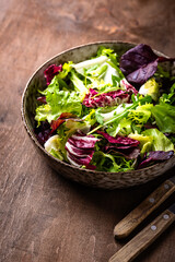 Bowl of fresh green salad mix