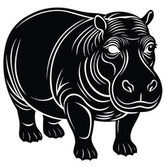 Adobe Illustrator AHippopotamus angry mood black silhouette illustrationrtwork