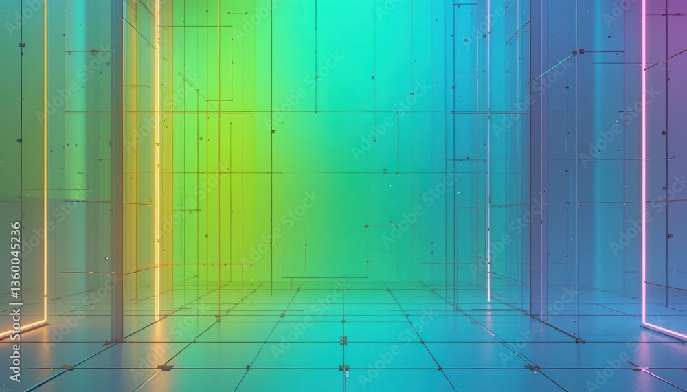 Poster vibrant light display in modern digital space futuristic environment abstract visual colorful neon e
