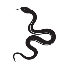 Snake icon, snake black vector silhouette, Curved snake animal design illustration  on white background