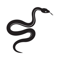Snake icon, snake black vector silhouette, Curved snake animal design illustration  on white background
