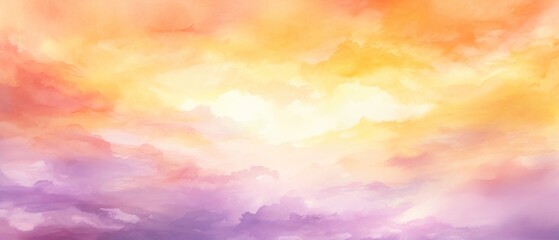 Abstract watercolor sunset sky in orange purple color background. Generate AI image