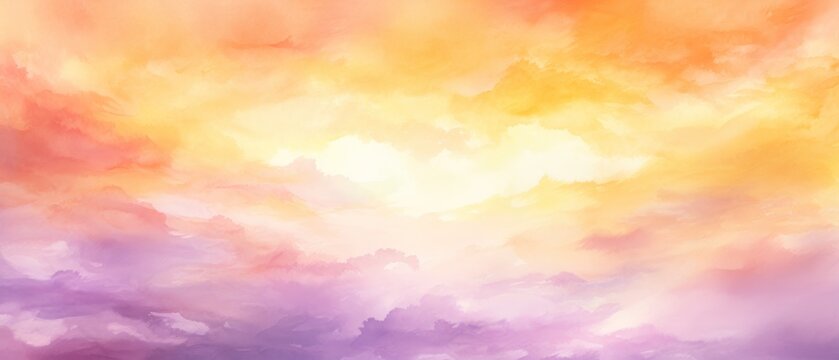Abstract watercolor sunset sky in orange purple color background. Generate AI image