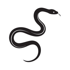 Snake icon, snake black vector silhouette, Curved snake animal design illustration  on white background