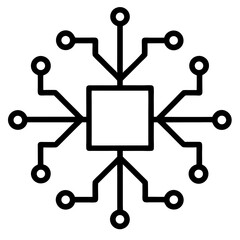 Black and white vector illustration of a vintage TV set with a balanced design featuring spheres