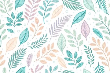 Elegant Leaf Patterns in Soft Pastel Colors for Background Design