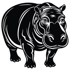 Adobe Illustrator AHippopotamus angry mood black silhouette illustrationrtwork