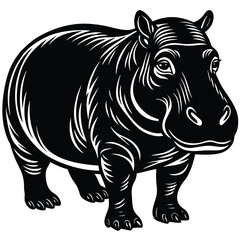 Adobe Illustrator AHippopotamus angry mood black silhouette illustrationrtwork